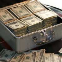 Dollars in a cash box